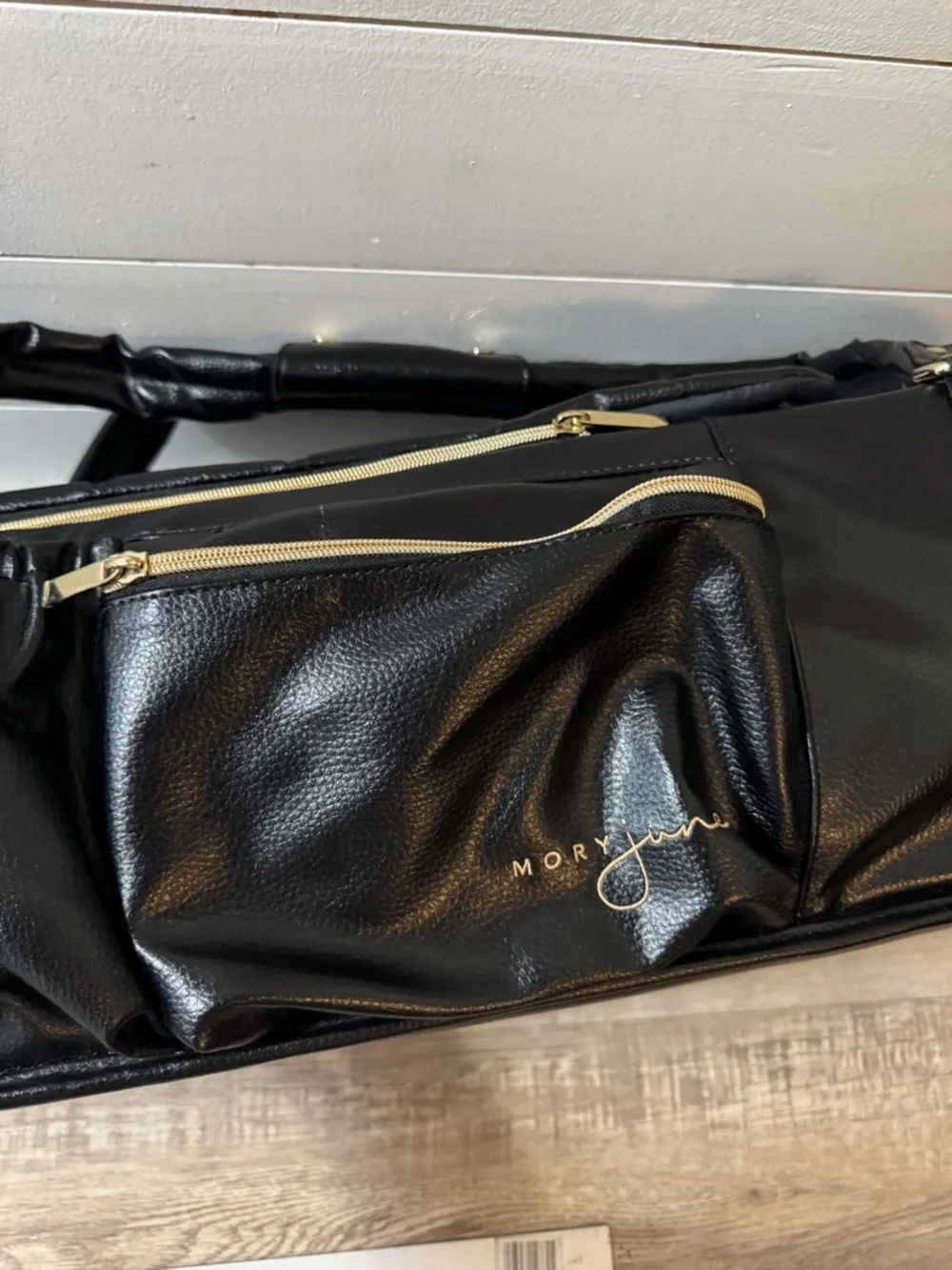 Mory June Obsidian Moses Basket Diaper Bag Black nwot